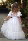 Elegant white flower girl dress