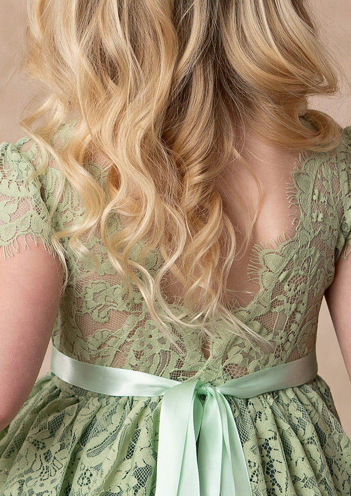 Sage flower girl dress