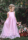 girl pink lace special occasion party dresses