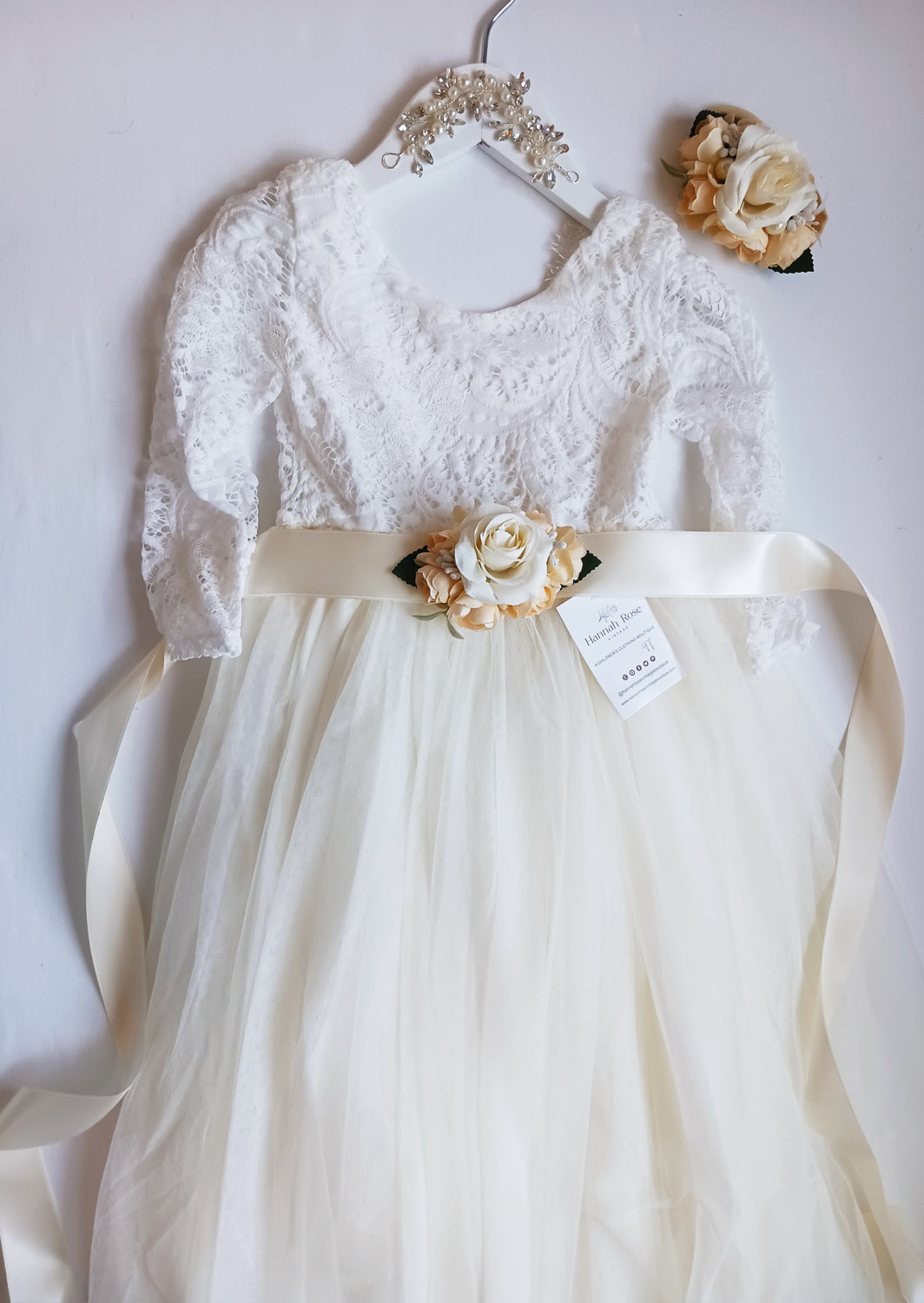 ivory flower girl dress with sash