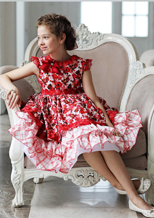 Elegant Red Floral Dress