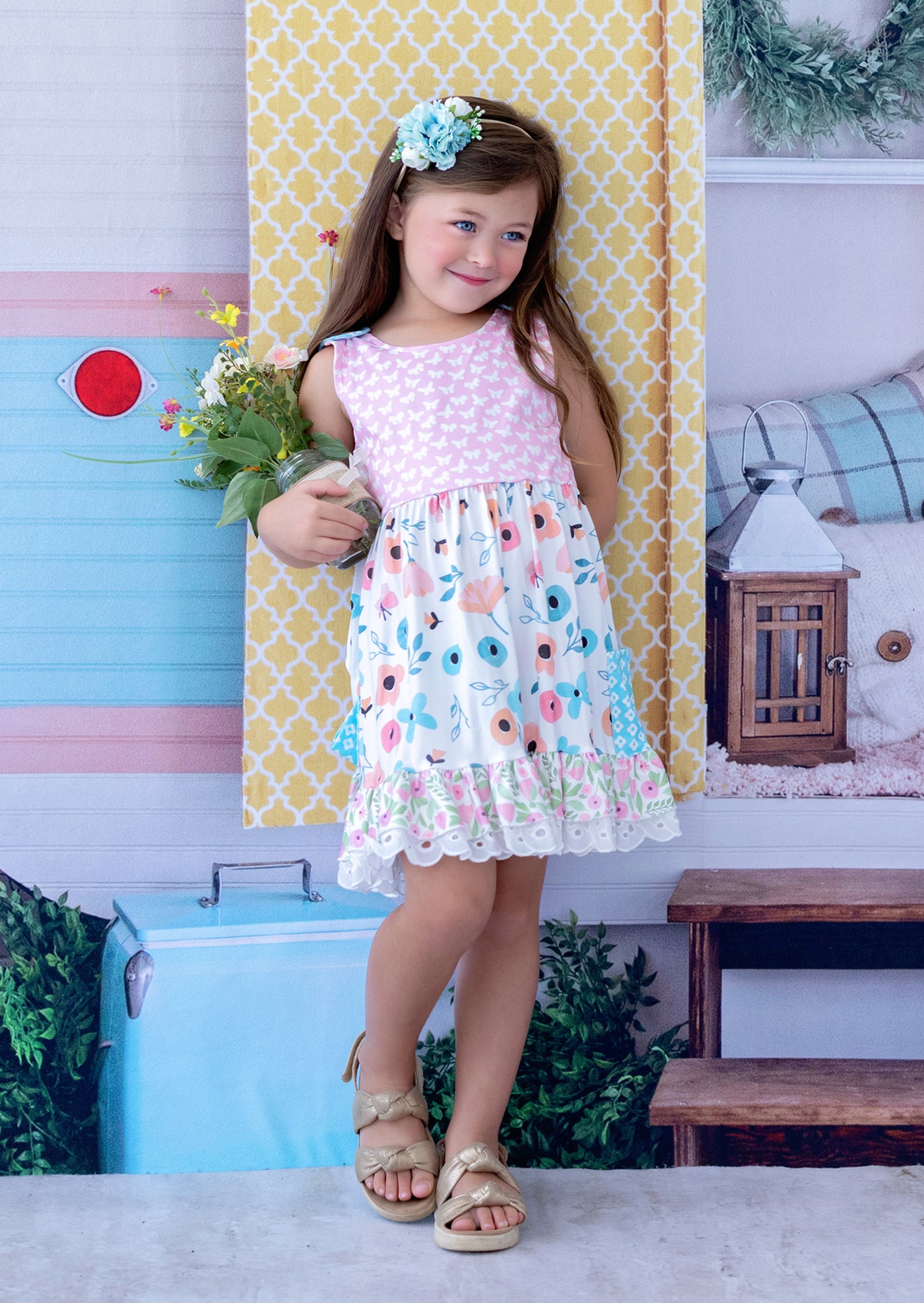 Mixed Prints Girls Pocket Twirl Dress - Hannahrosevintage.com