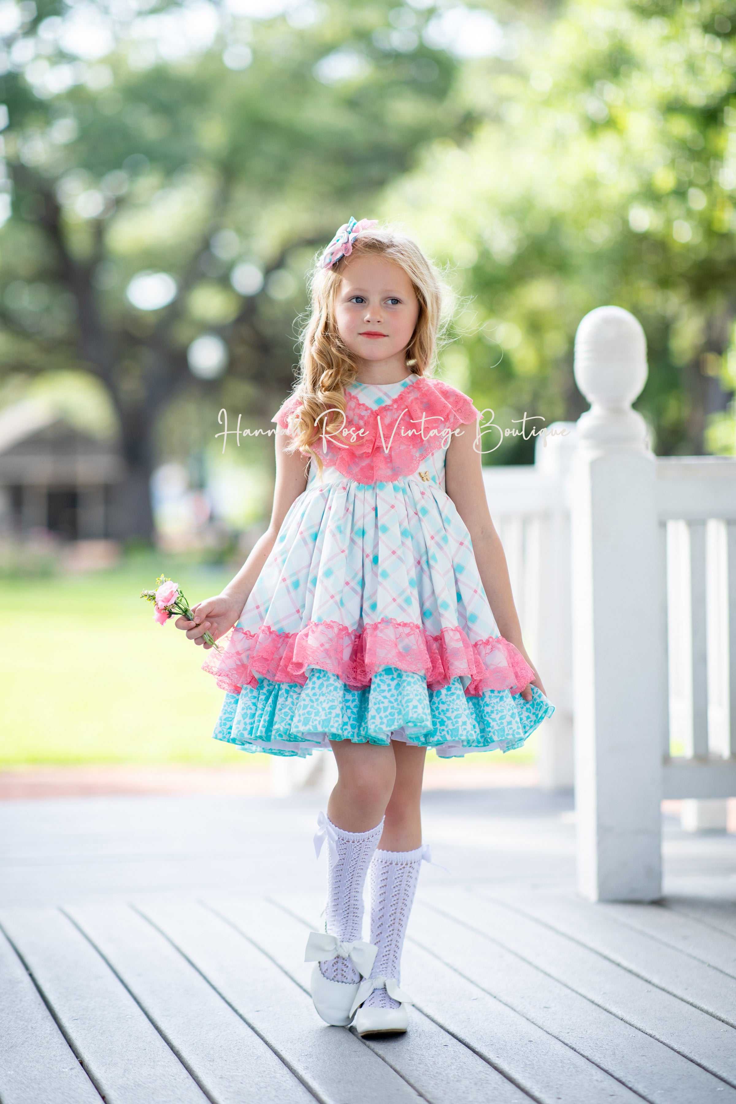 girls pink and blue party dress