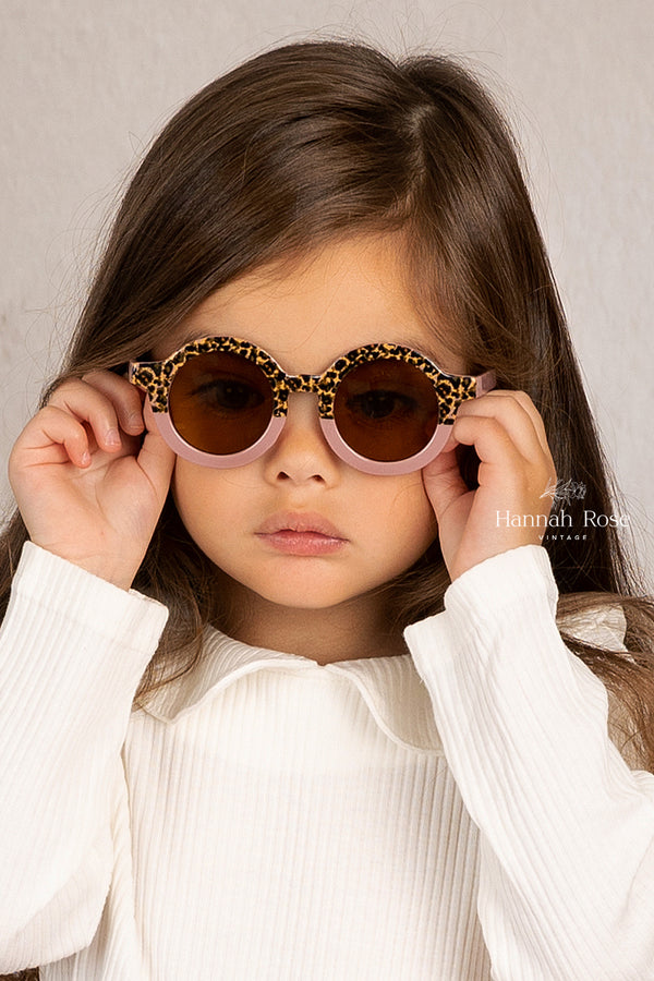 GIRLS - Kids Pink Leopard Sunglasses - Hannah Rose Vintage Boutique