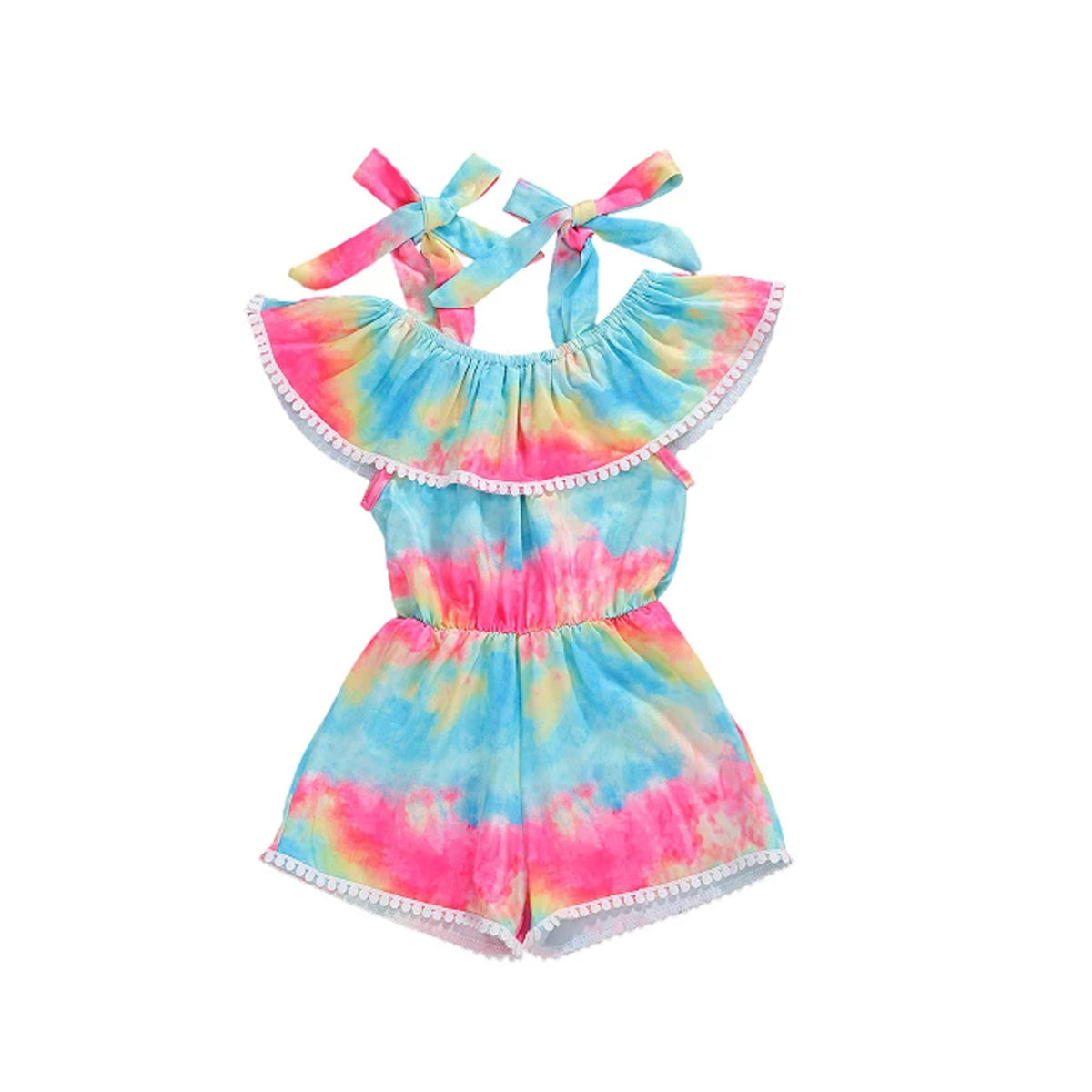 GIRLS - Rainbow Cotton Romper - Hannah Rose Vintage Boutique