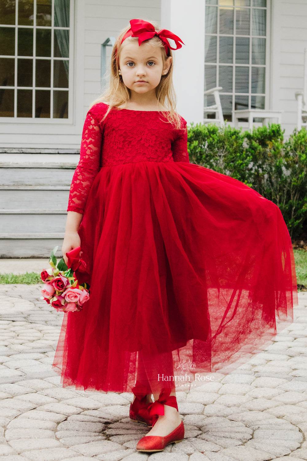 Red Special Occasion Tulle Dress Red