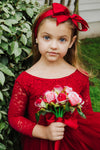 red boho flower girl dress