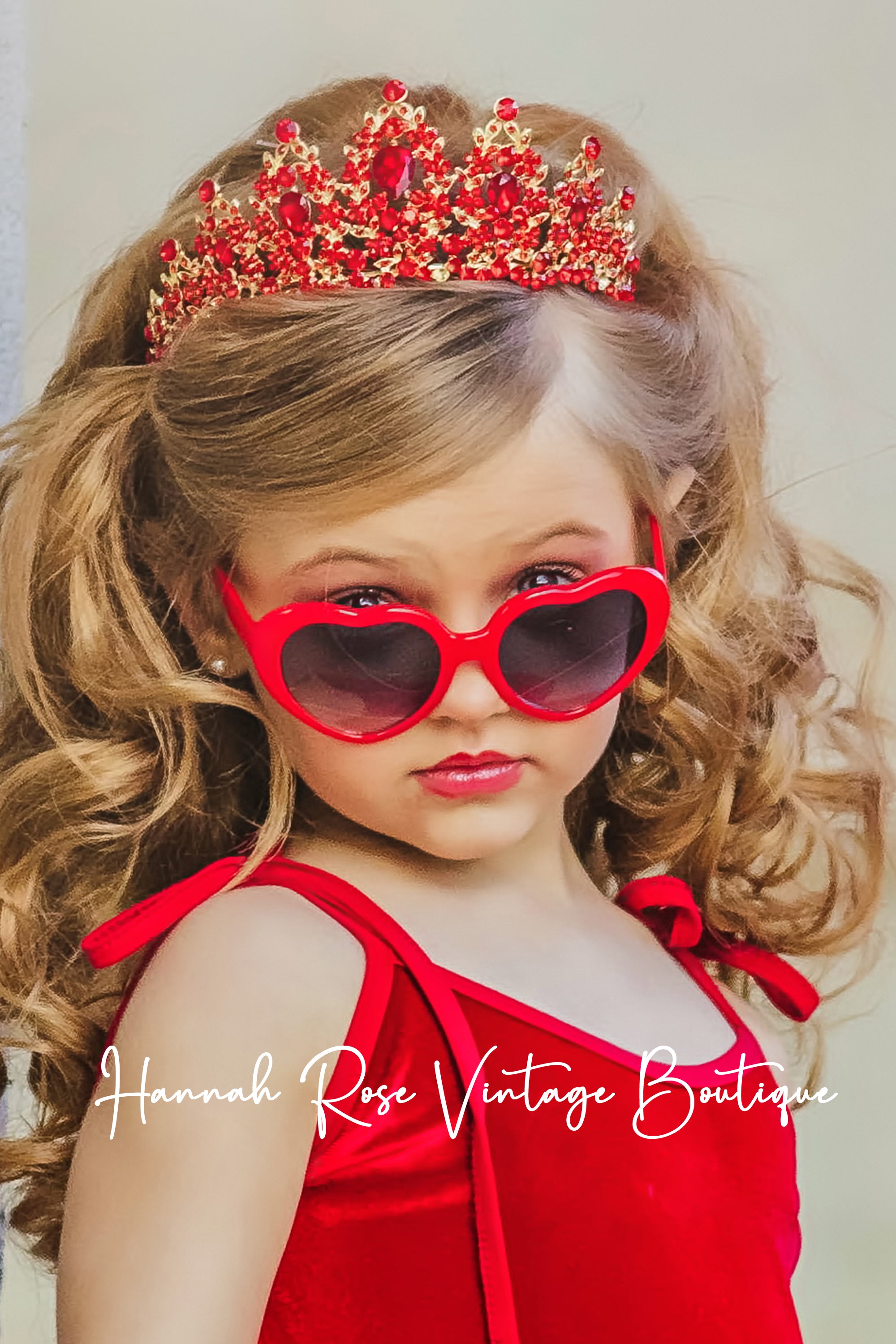 GIRLS - Sweet Heart Kids Sunglasses Red - Hannah Rose Vintage Boutique