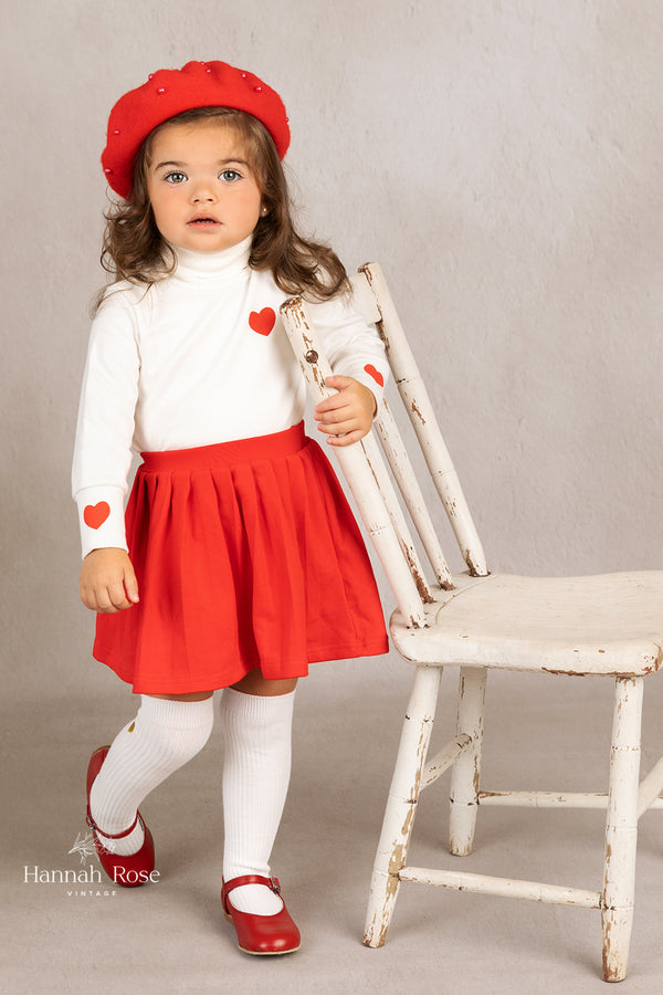 girls red skirt and matching top set