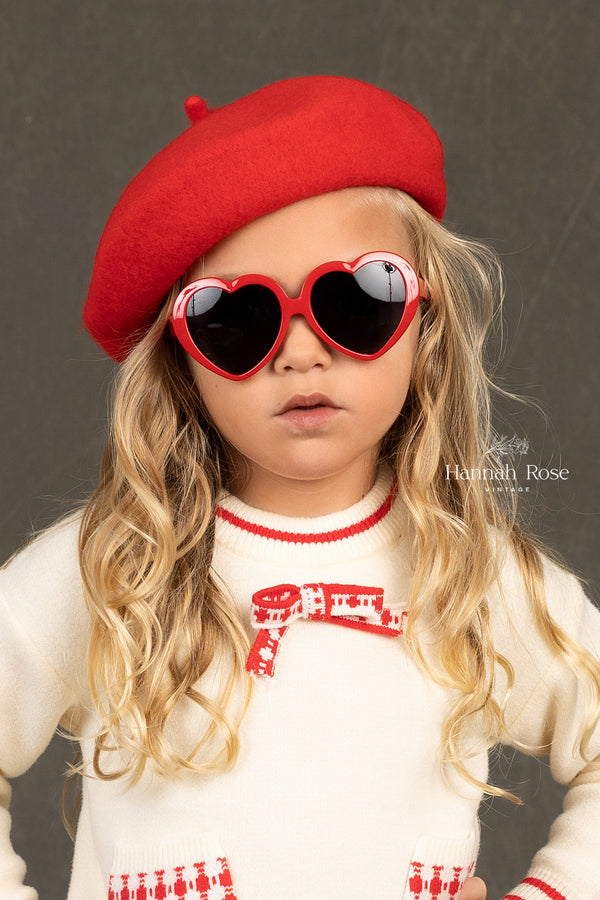 GIRLS - Red Wool French Beret - Hannah Rose Vintage Boutique