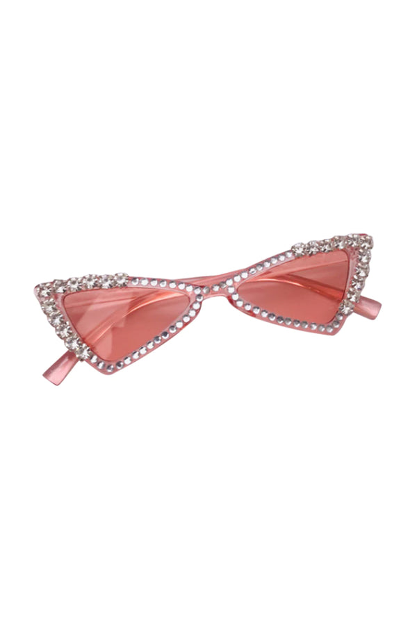 GIRLS - Pink Triangle Jewel Kids Sunglasses - Hannah Rose Vintage Boutique