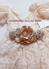 GIRLS - Satin Flower Bridal Sash Belt Champagne - Hannah Rose Vintage Boutique