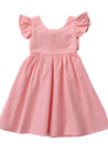 GIRLS - LOLA TIE BACK LINEN DRESS IN PINK - Hannah Rose Vintage Boutique