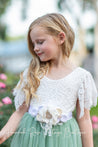 GIRLS - White Flower Sash Belt - Hannah Rose Vintage Boutique