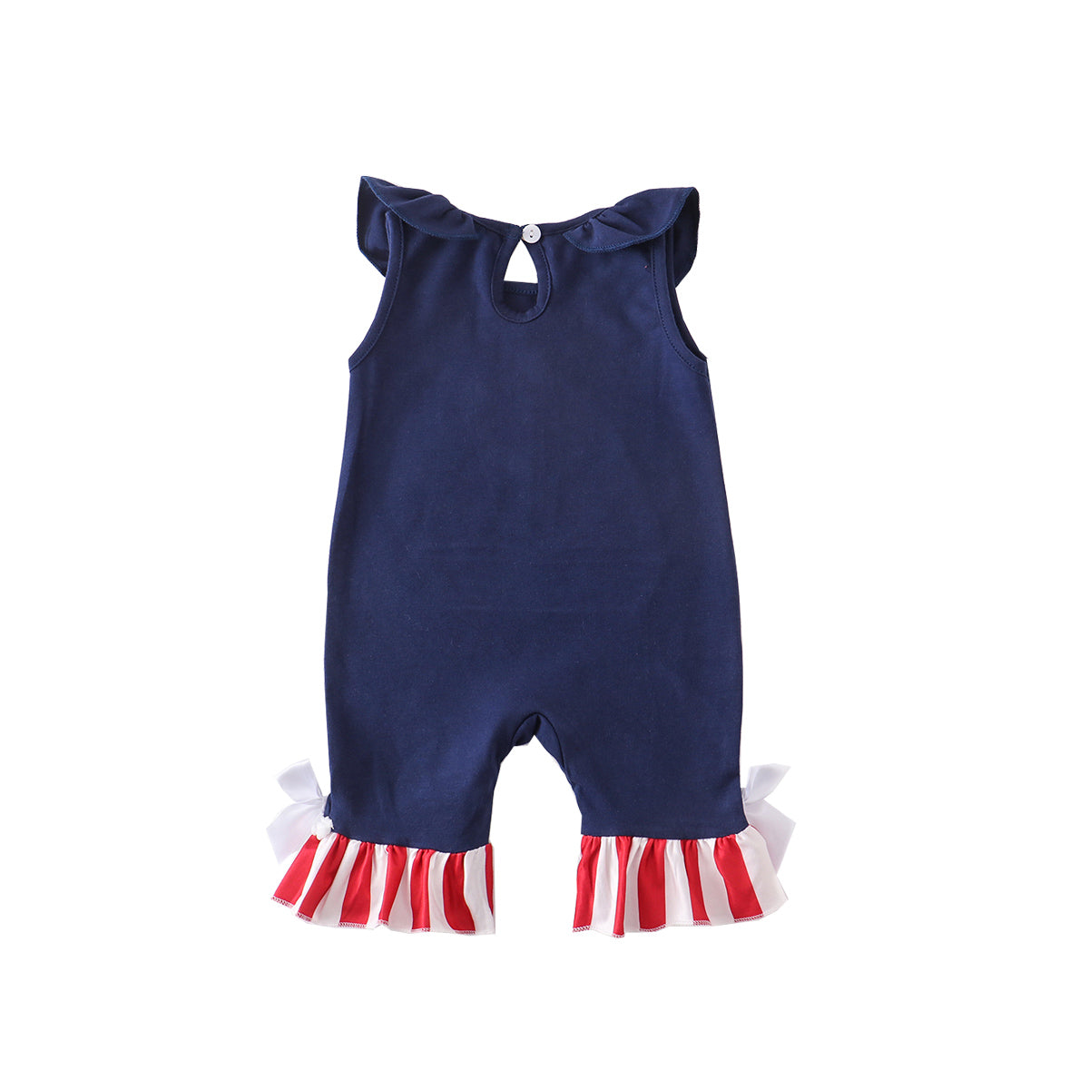GIRLS - Baby Girl Navy Sailboat Romper - Hannah Rose Vintage Boutique