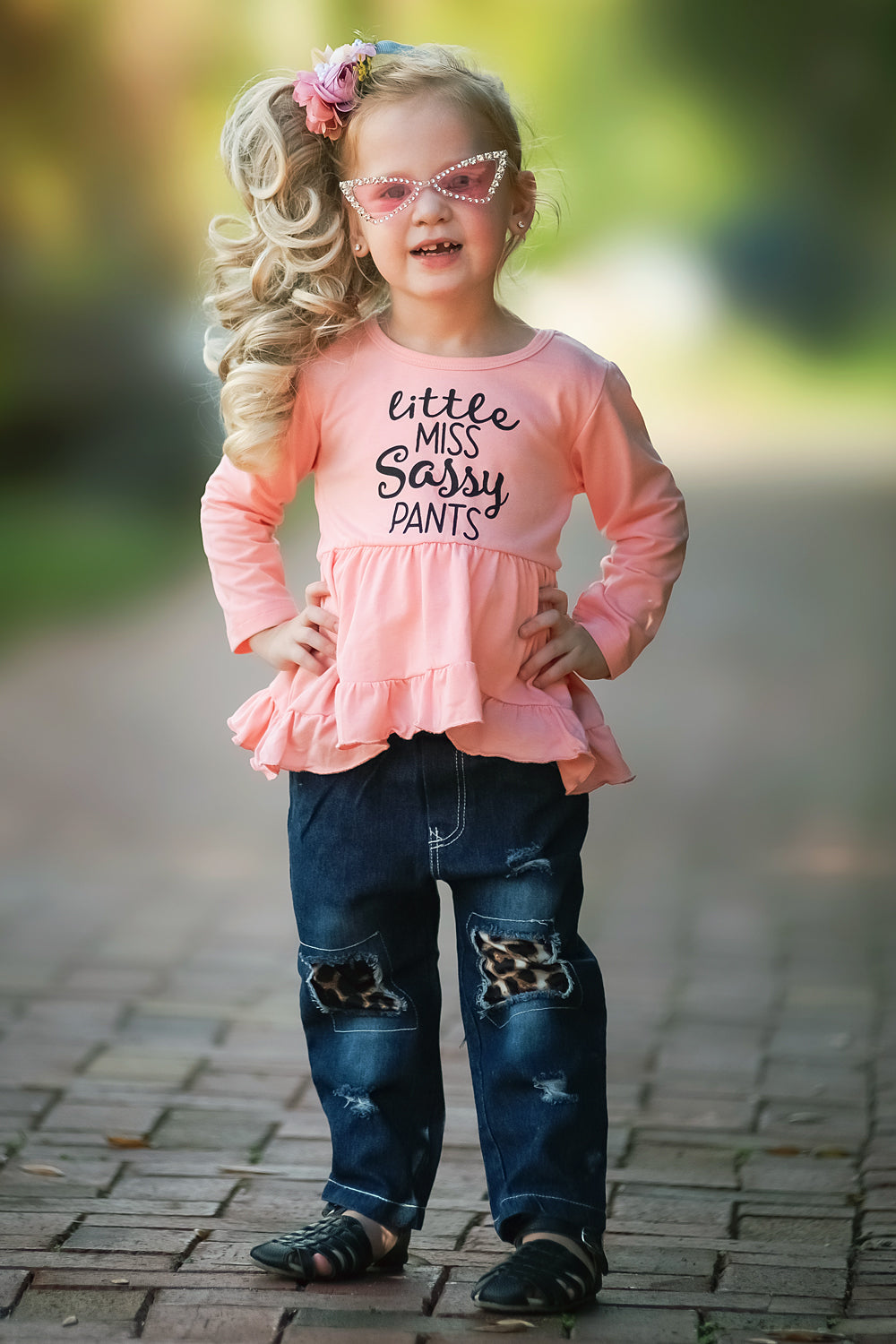 GIRLS - Miss Sassy Pants Top and Jeans Set - Hannah Rose Vintage Boutique