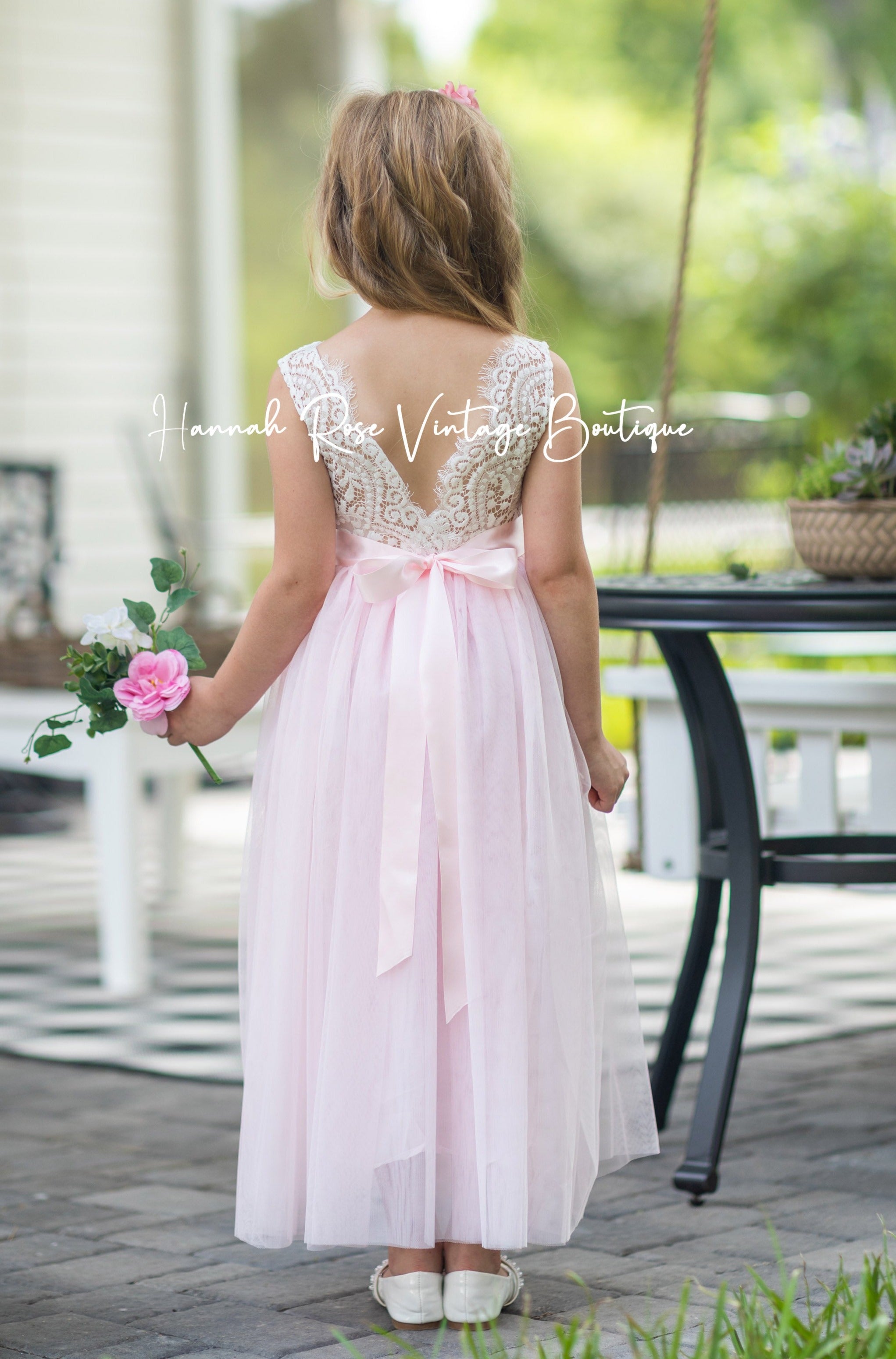 blush pink flower girl dress