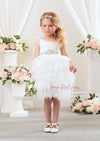 White layered tulle flower girl dress