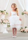 White tulle flower girl dress with sash