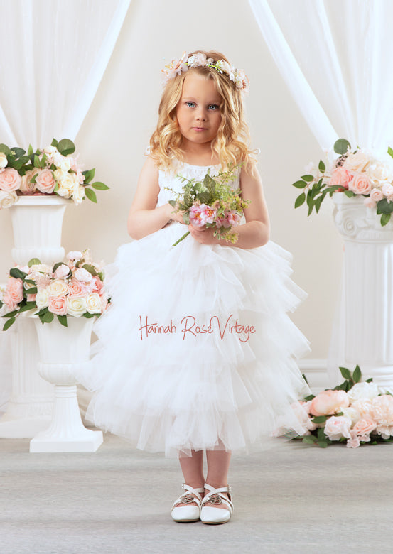 White flower girl dress