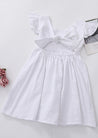 GIRLS - LOLA TIE BACK LINEN DRESS IN WHITE - Hannah Rose Vintage Boutique