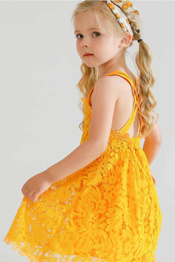 GIRLS - Yellow Lace Sundress - Hannah Rose Vintage Boutique
