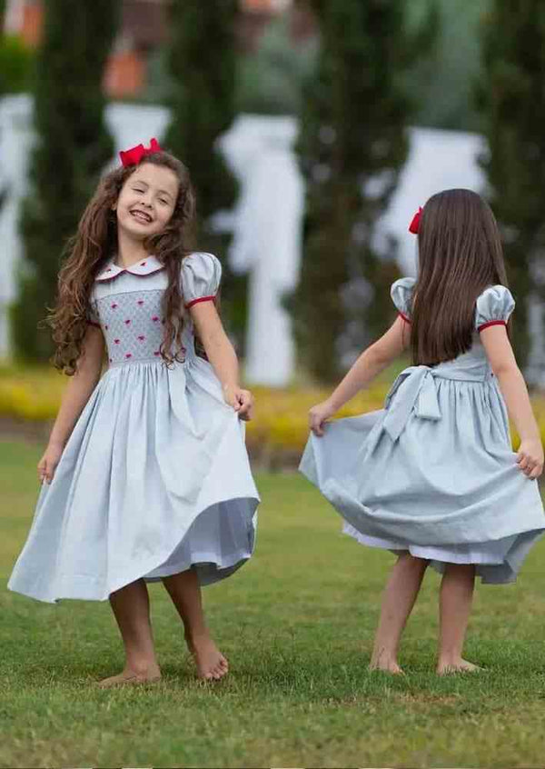 Alice Hand Smocked Dress in Gray - 