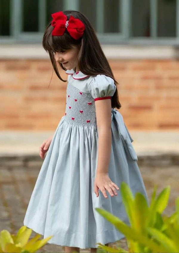 Alice Hand Smocked Dress in Gray - 