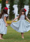Alice Hand Smocked Dress in Gray - 