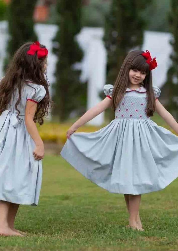 Alice Hand Smocked Dress in Gray - 
