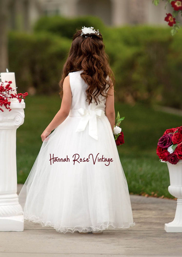 Beaded White Satin Gown - 