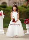 Beaded White Satin Gown - 