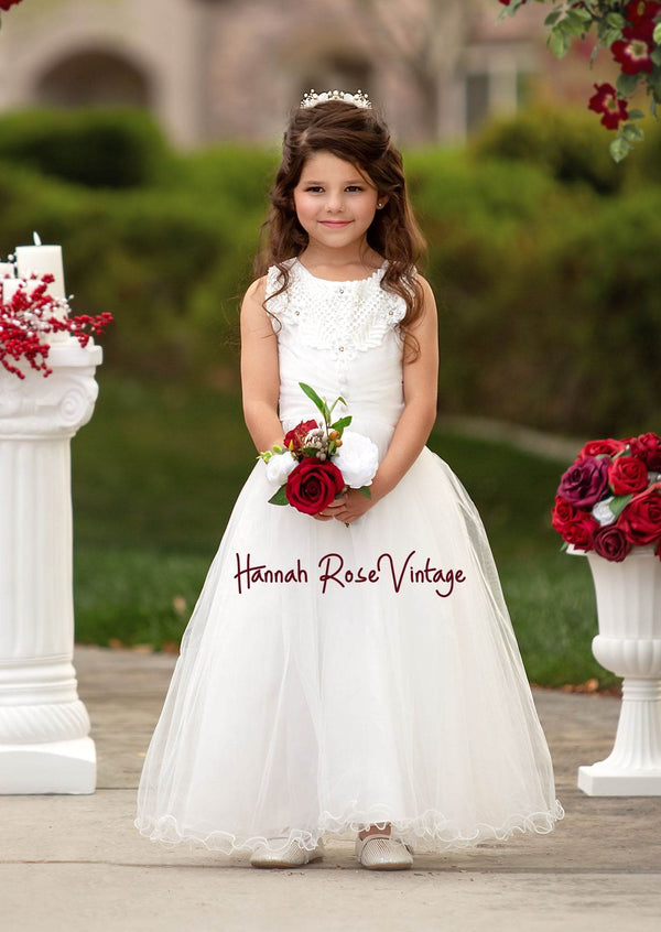 Beaded White Satin Gown - 