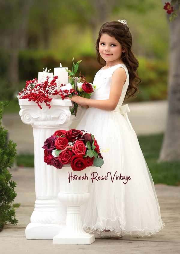 Beaded White Satin Gown - 