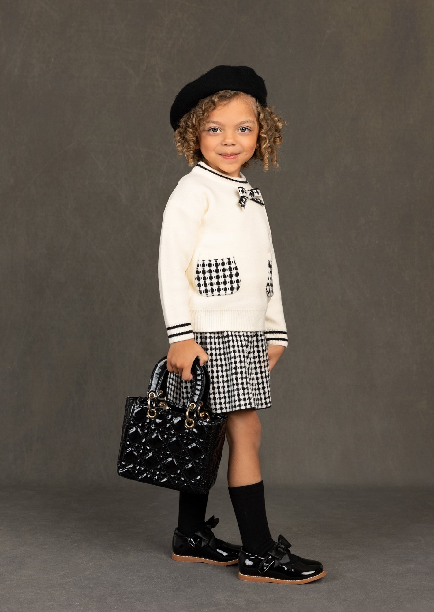GIRLS - Paris Skirt and Sweater Set Black - Hannah Rose Vintage Boutique