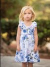 GIRLS - Blue Floral Cotton Dress - Hannah Rose Vintage Boutique