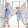 GIRLS - Navy or Red Striped Cotton Dresses with Drop Sleeves - Hannah Rose Vintage Boutique