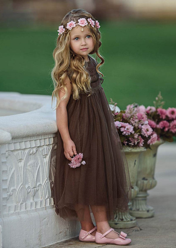 Brown Tulle Dress for Weddings - 
