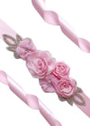 Chiffon Flower & Rhinestone Flower Girl Sash - 