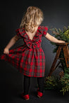 GIRLS - Red Plaid Dress and Headband Set - Hannah Rose Vintage Boutique