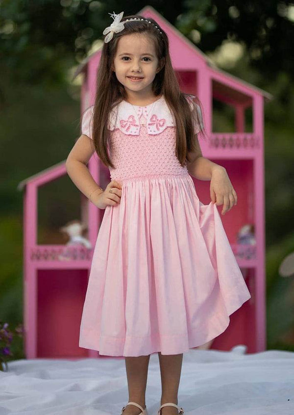 Embroidered Bows Smocked Dress - 