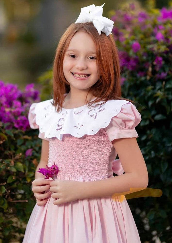 Embroidered Bows Smocked Dress - 