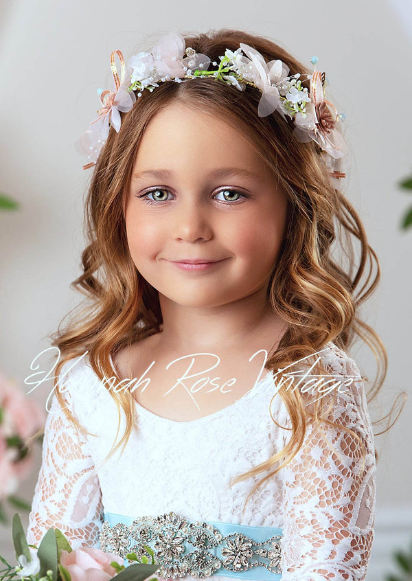 Flower Petal Hair Crown in Blush - 