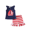 Girls Red and Blue 2 Pc Shorts Set - 