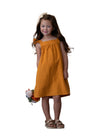 GIRLS - SWEET MUSINGS GOLD LINEN DRESS - Hannah Rose Vintage Boutique