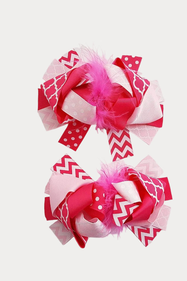 Hot Pink Layered Boutique Hair Bow – 5.5" Grosgrain
