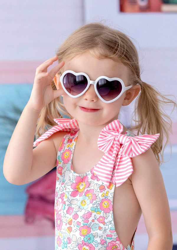 Heart Shaped White Kids Sunglasses - 