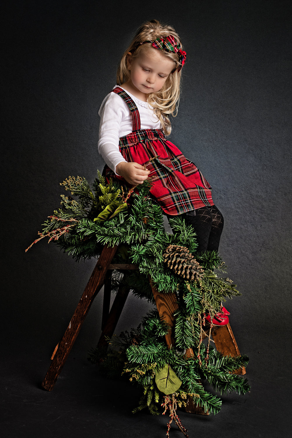 GIRLS - Red Plaid Suspender Skirt - Hannah Rose Vintage Boutique