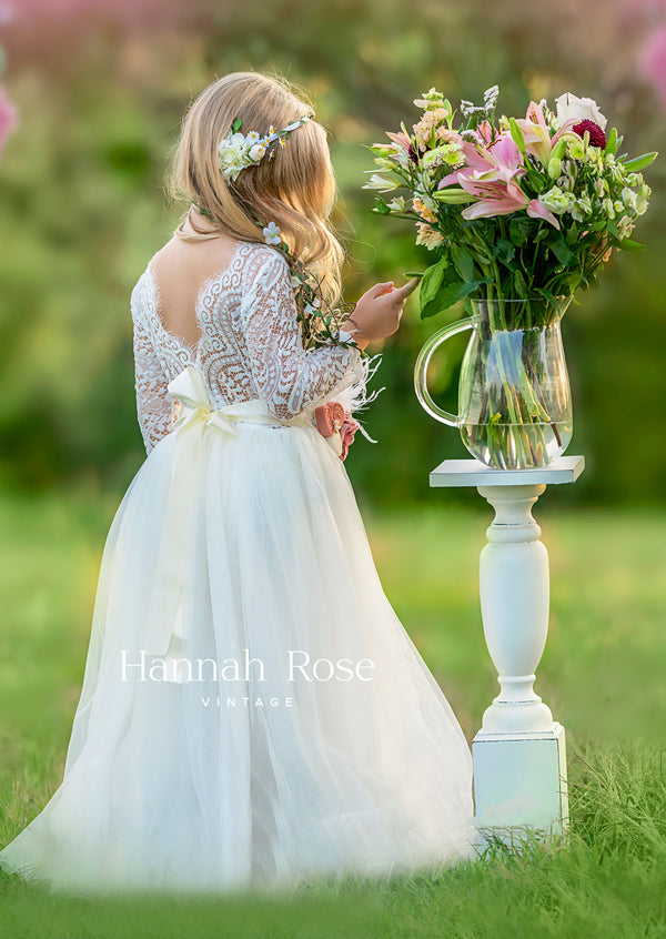 Satin Flower Girl Dress, Long Sleeve Flower Girl Dress, Junior Bridesmaid  Dress, White Flower Girl Dress, Girl Wedding Dress,baby Girl Dress -   New Zealand