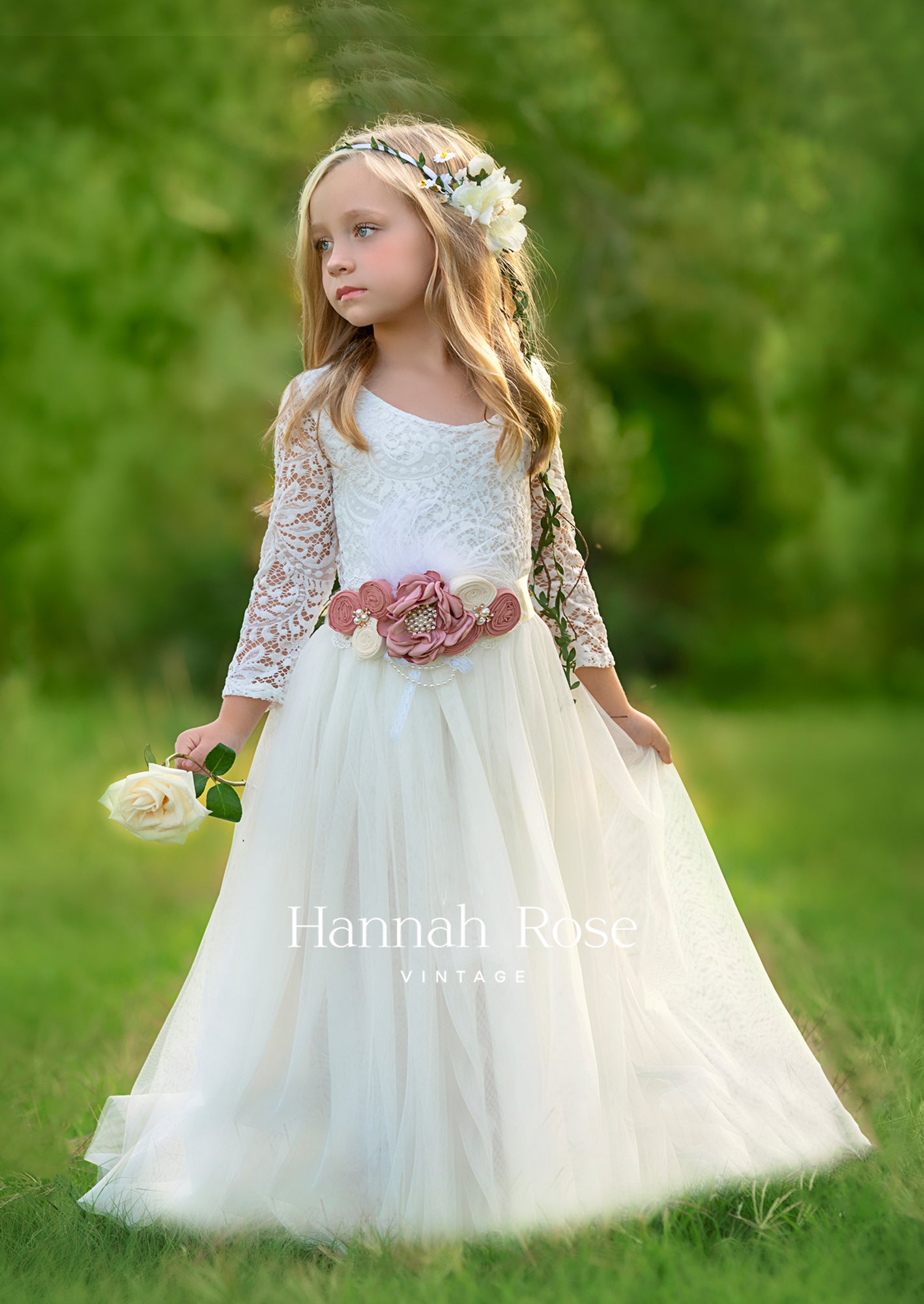 long sleeve ivory flower girl dress for fall